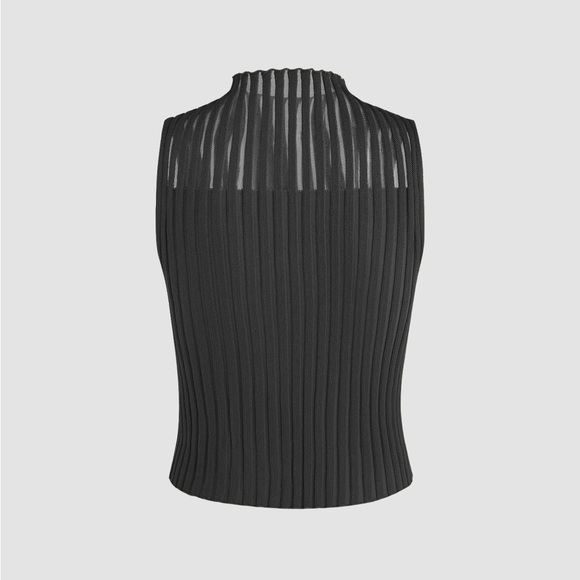 Cider Tops - NWOT Stand Mesh Collar Ribbed Tank Top